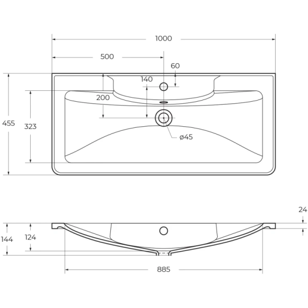 раковина belbagno 100 bb1000/455-lv-art-alr-nero черная матовая