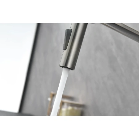 смеситель для кухни paulmark barrel ba214029-bs, цвет брашированная сталь,