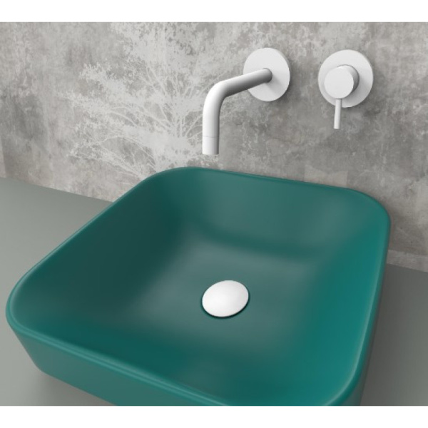 смеситель paffoni light lig006bo70 для раковины, без донного клапана, встраиваемый, с внутренней частью, излив 17.8 см, белый матовый