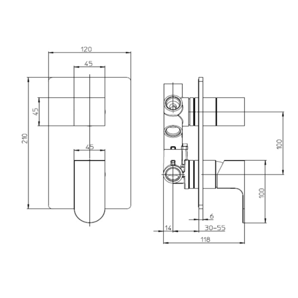 смеситель для душа bossini gillo z00738.030 встраиваемый на 2-5 выходов, цвет: хром