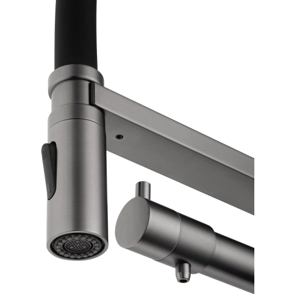 смеситель для кухни с гибким изливом и подключением фильтра wonzon & woghand, темный графит (ww-88458007-bgm)