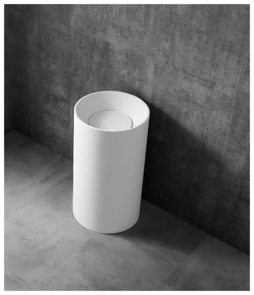 раковина nt bagno verona nt405 напольная, круглая, ø50xh90 см, белый матовый