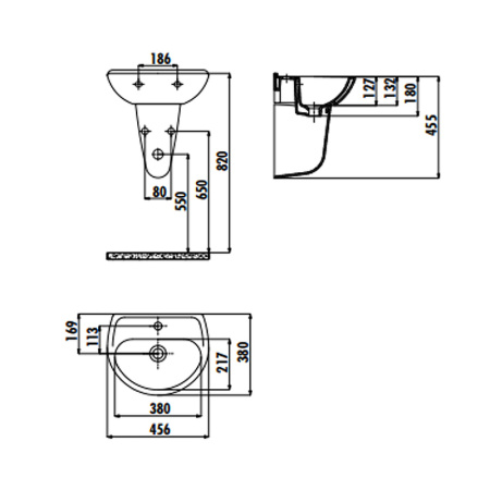раковина подвесная creavit sedef 45 tp145-00cb00e-0000, белая