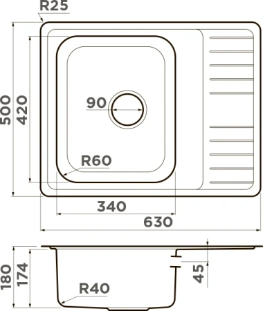 мойка кухонная omoikiri sagami 63