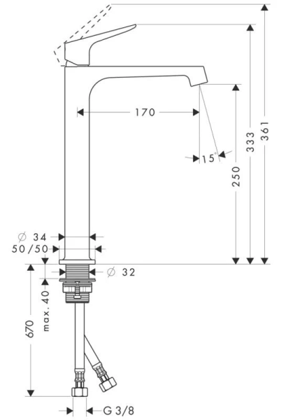 смеситель для раковины с выпуском axor citterio m 34127000