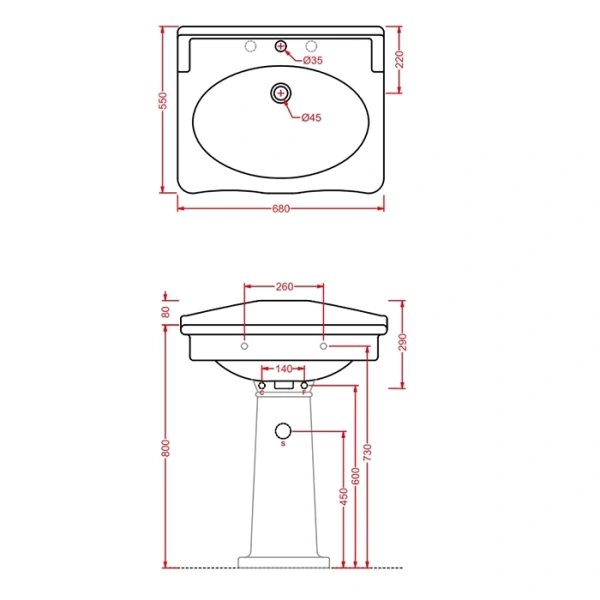 раковина подвесная 68 см artceram hermitage hel002 01 00