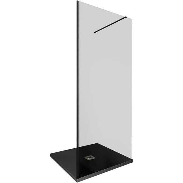 душевая перегородка allen brau infinity 1 90 3.21010.bba.t профиль черный браш стекло тонированное