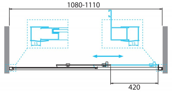 дверь для душевой кабины belbagno due 140 due-bf-1-140-c-cr профиль хром, стекло прозрачное
