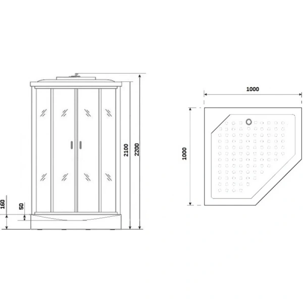 душевая кабина niagara premium 100x100 ng-6902-01d black без гидромассажа