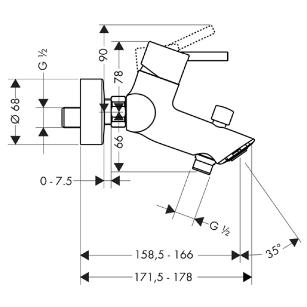 смеситель для ванны hansgrohe talis s2 32440000 + 26275000
