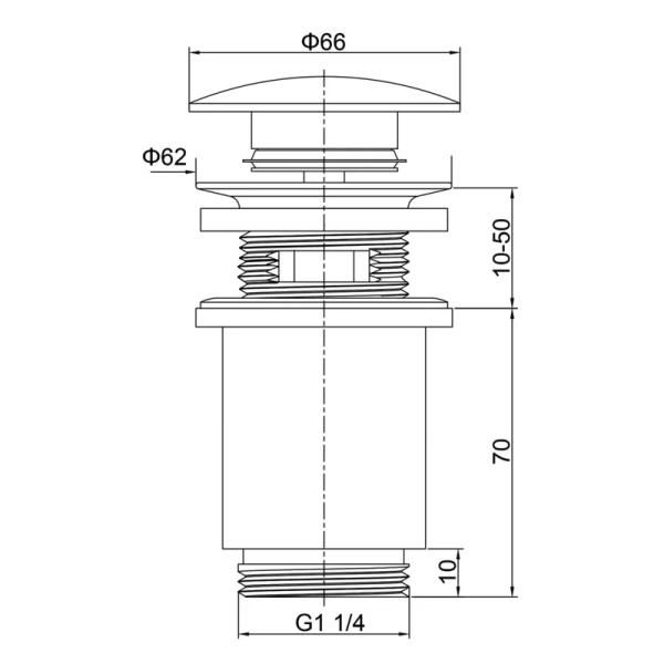 донный клапан timo 8011/13 для раковины, с переливом, никель
