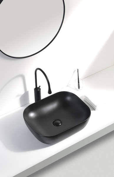 раковина накладная 50 см aquanet lake-1-mb 00245829, черный матовый