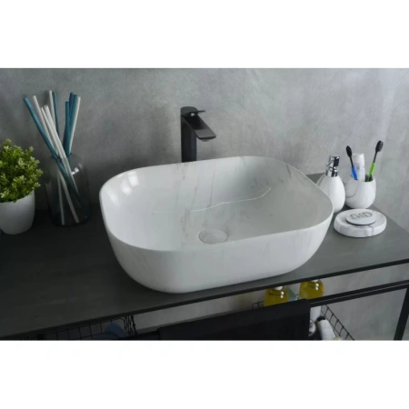 Раковина в ванную накладная CeramaLux 50 см,K397D9 под камень белая