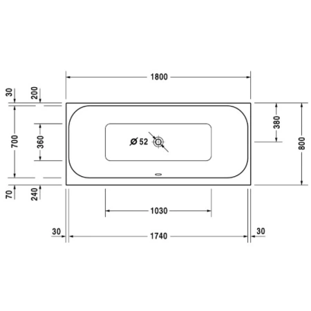 акриловая ванна duravit happy d.2 180x80 (700314)