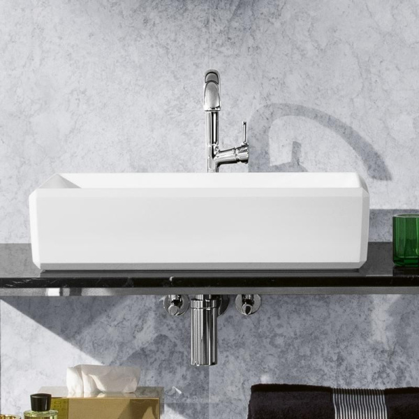 раковина villeroy & boch antheus 4a1065rw накладная, 65x38.8 см, stone white (белый матовый) с покрытием ceramicplus
