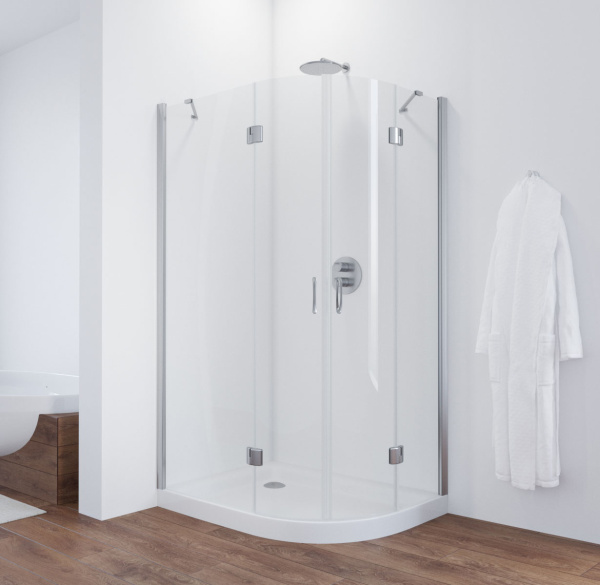 душевой уголок vegas glass afs-f 120*80 08 01 профиль глянцевый хром, стекло прозрачное