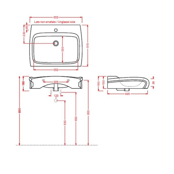 artceram/hidra hi-line раковина 60х50 см, 1 отв., подвесная/накладная, цвет: белый