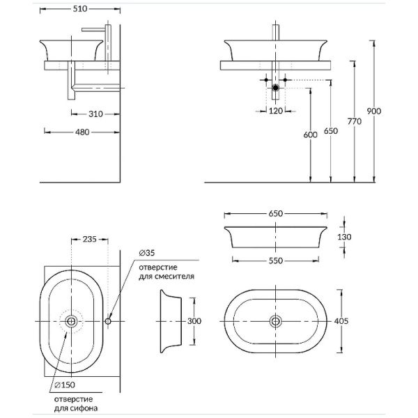 раковина-чаша kerama marazzi canaletto 65 cn.wb.65\blk.m черная матовая