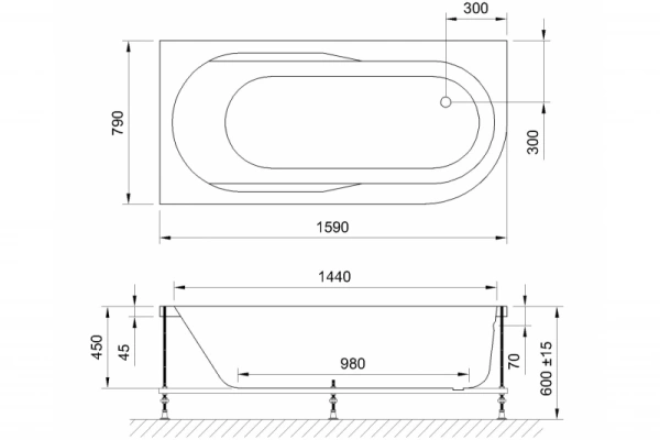 акриловая ванна royal bath azur de luxe 160x80 rb614202dl-l с гидромассажем