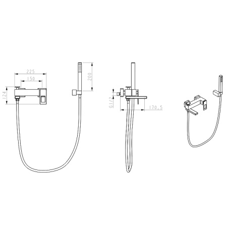 смеситель для ванны boheme q 143-buw.2 черный матовый синий
