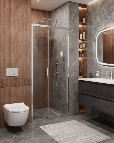 душевая дверь cezares molveno molveno-bf-3-100-c-cr-iv 100 см, профиль хром, стекло прозрачное