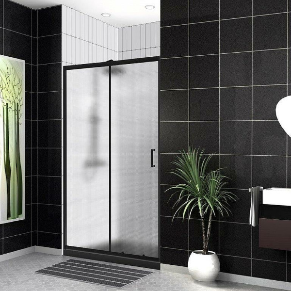 душевая дверь belbagno uno 120 uno-195-bf-1-120-p-nero профиль черный матовый стекло рифленое