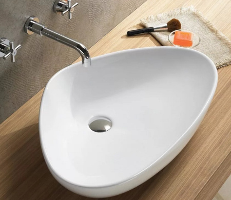 раковина в ванную накладная 59 см ceramalux 7472b белая