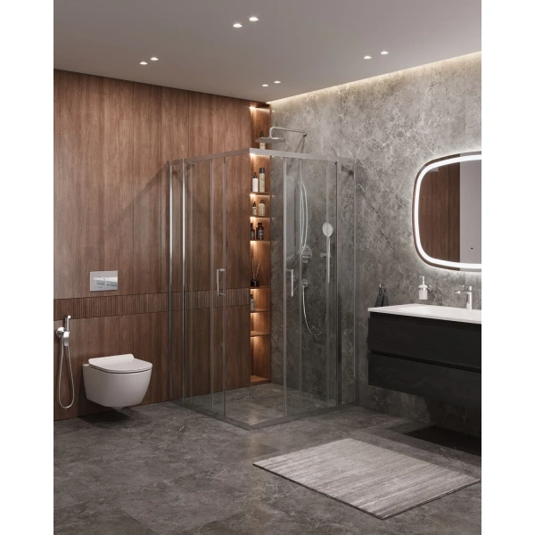 душевой уголок cezares molveno a-22 110х110 molveno-a-22-90+20-c-cr-iv профиль хром стекло прозрачное