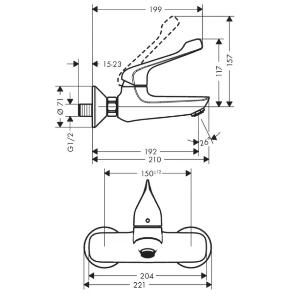 смеситель для ванны hansgrohe novus care 71923000