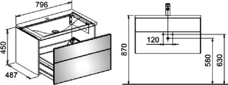 тумба под раковину keuco royal reflex трюфель 80 см 34060 140000