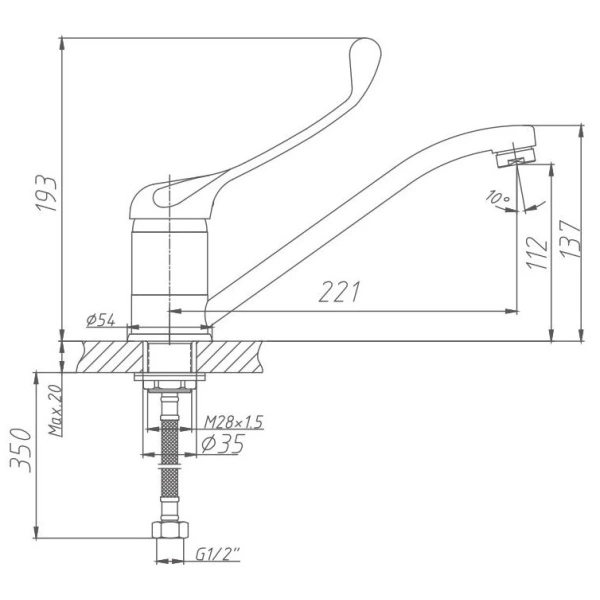 смеситель для кухни haiba hb4954 цвет хром