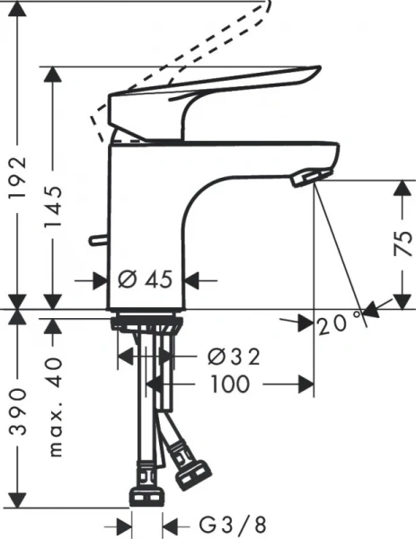 смеситель для раковины hansgrohe logis e 71177000