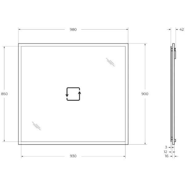 зеркало cezares tiffany 45048 98x90 см, с led-подсветкой, антизапотеванием, blu petrolio