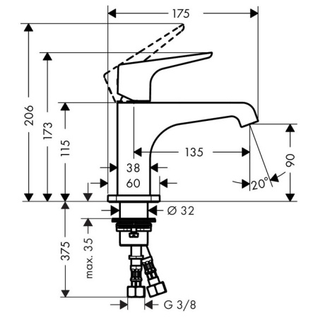 смеситель для раковины с выпуском axor citterio e 36112000
