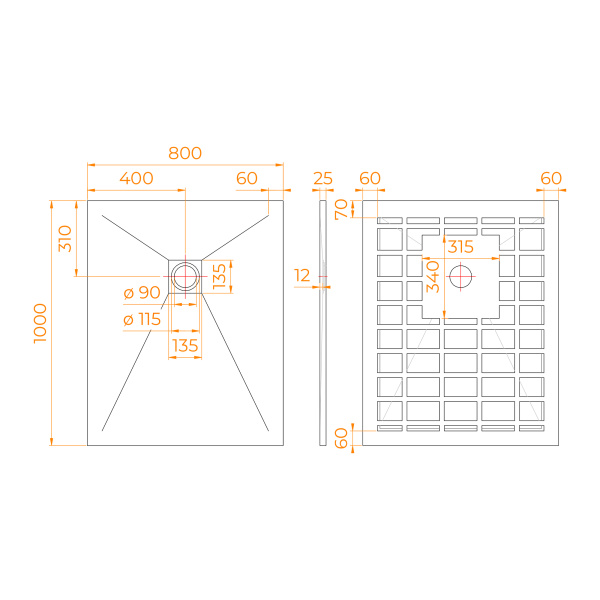 душевой поддон прямоугольный rgw stone tray-g 800x1000