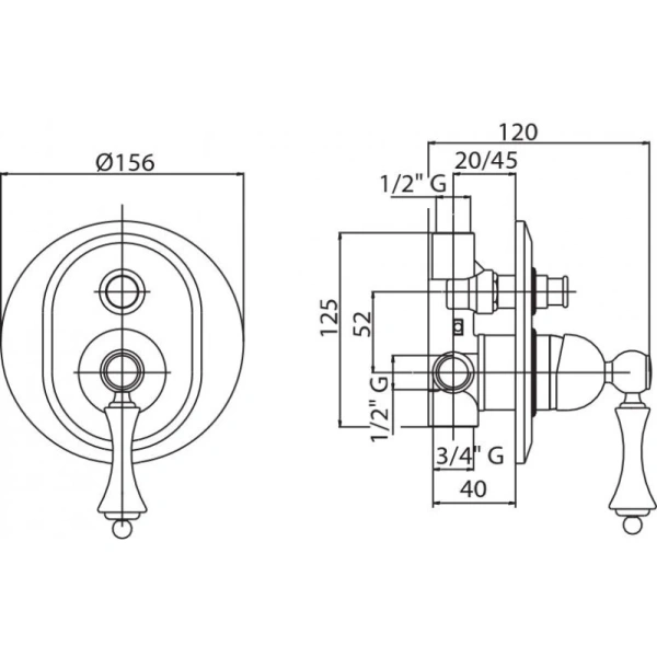 смеситель для душа cezares margot margot-vdim-01-bi хром
