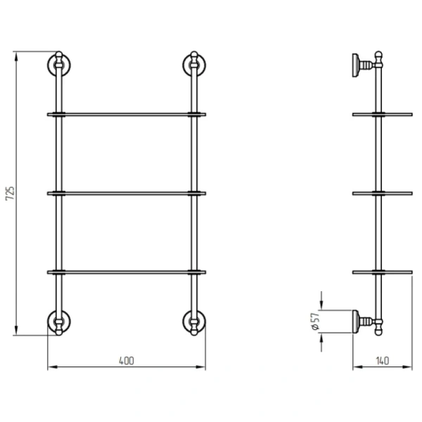 Полка стеклянная 40 см Migliore Mirella 17354