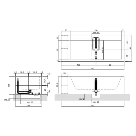 ванны из материала corian 190 см antonio lupi biblio biblio42 белая