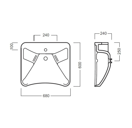 раковина подвесная для инвалидов hatria autonomy 68х60 см,y0bv 01, белая