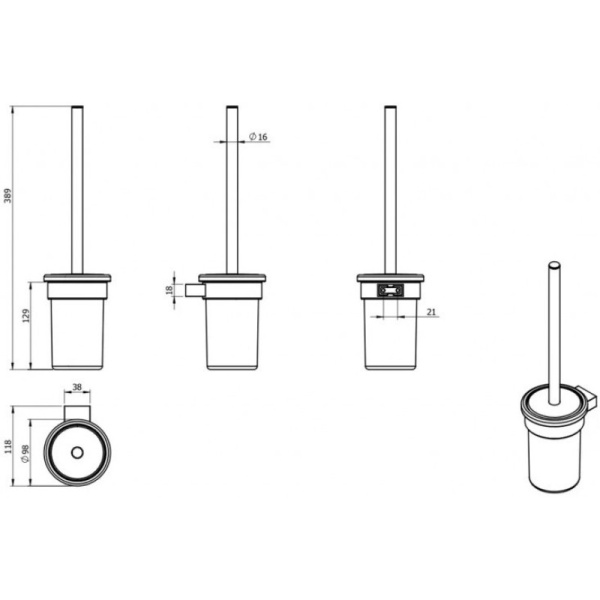 Ёршик для унитаза Langberger Black Edition 28025A-BP
