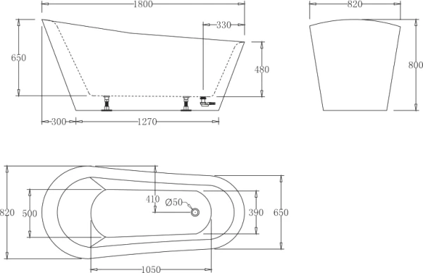 акриловая ванна belbagno 180x82 bb63-1800-w0 без гидромассажа