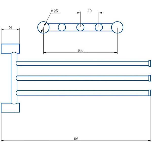 Полотенцедержатель Haiba HB8413-7 поворотный, черный матовый