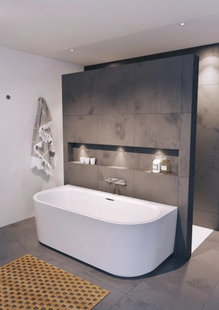 акриловая ванна riho desire back2wall velvet sparkle system b089014105 180x84 белая матовая с led