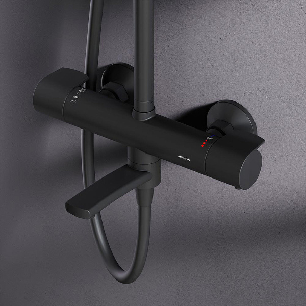душевая система am.pm x-joy f0785a522 с термостатом, черный матовый