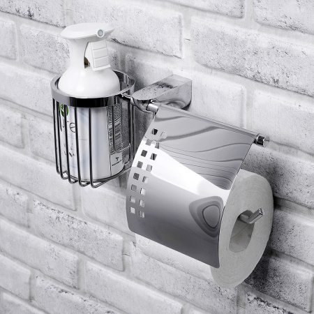 держатель туалетной бумаги и освежителя воздуха wasserkraft kammel k-8359 с крышкой, цвет хром