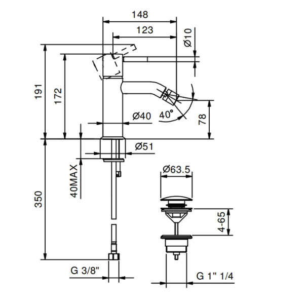смеситель для биде fantini nostromo 50 p6 e808f цвет matt british gold pvd