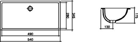 раковина встраиваемая 54 см disegno ceramica kanal kn06034001
