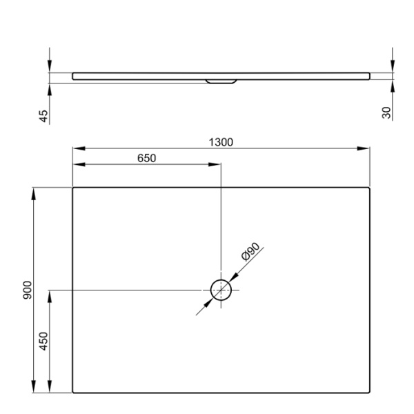 душевой поддон bette bettefloor прямоугольный 130х90см, d9см, цвет: белый
