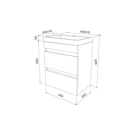 тумба с умывальником 50 см iddis zodiac zod5ab0i95k, подвесная с ящиками, белая/под дерево