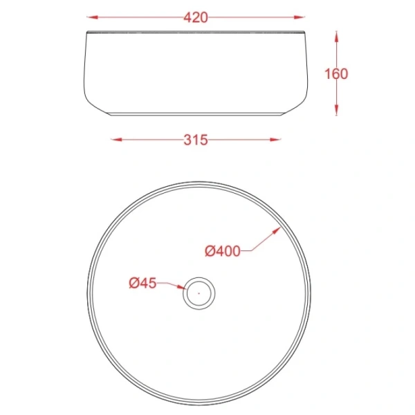 раковина artceram cognac col001 01 00 накладная, без отв., без перелива, на столешницу, saniglaze, ø42xh16 см, белая